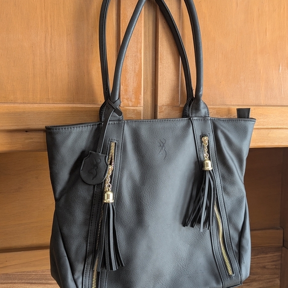 Browning Handbags - Browning Concealed Carry Tote Black CCW Purse Gold Hardware Buckmark, Western